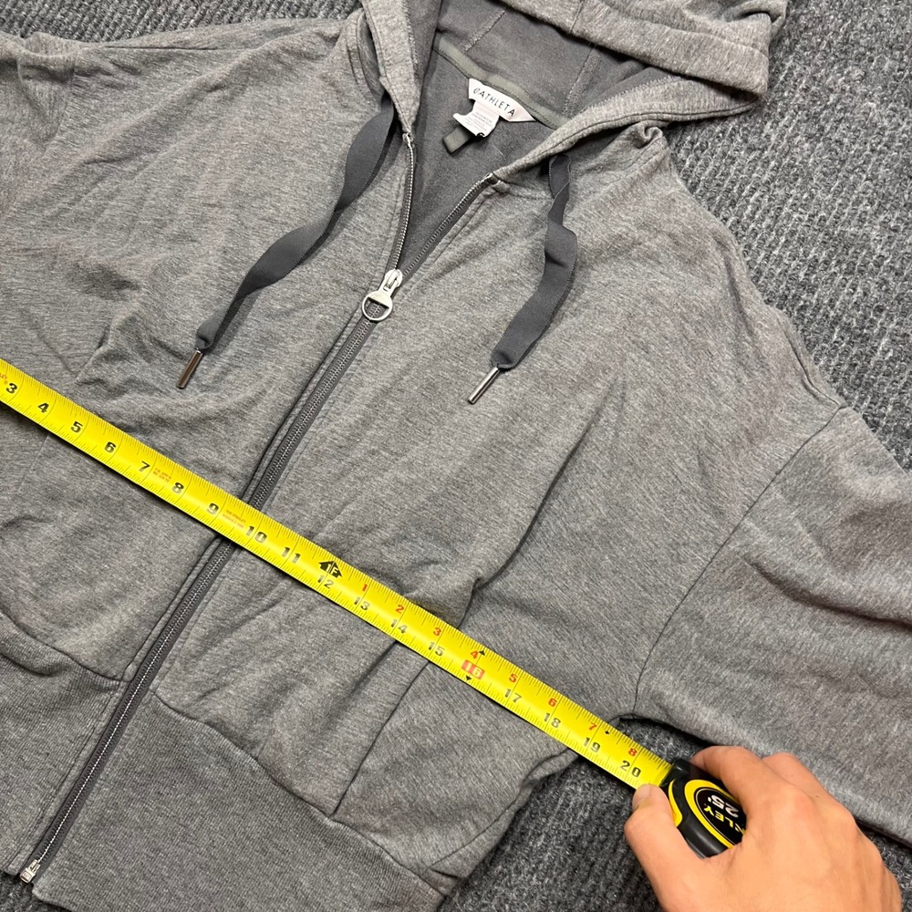 Athleta Balance Luxe Full Zip Hoodie Grey Heathered Sweatshirt XS crop pleated - Picture 4 of 8